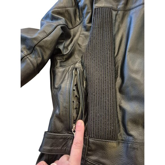 Harley-Davidson Black Leather Motorcycle Jacket  Women's Large Belted Waist - Picture 12 of 16